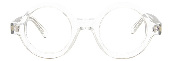 White top round glasses